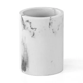 Portaspazzolino da appoggio effetto marmo bianco in resina linea Ivy