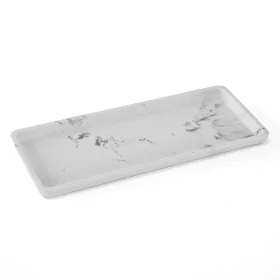 Vassoio portaoggetti effetto marmo bianco in resina linea Ivy