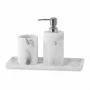 Set accessori bagno effetto marmo 3 pezzi con dispenser portaspazzolino e vassoio in resina Ivy
