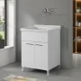 Mobile lavatoio 60x60cm bianco frassino con due ante e vasca in ceramica Revine