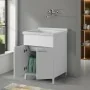Mobile lavatoio 60x60cm bianco frassino con due ante e vasca in ceramica Revine - render2