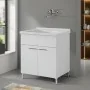 Mobile lavatoio 75x60cm bianco frassino con due ante e vasca in ceramica Revine