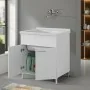 Mobile lavatoio 75x60cm bianco frassino con due ante e vasca in ceramica Revine - render 2