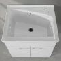Mobile lavatoio 75x60cm bianco frassino con due ante e vasca in ceramica Revine - render 3