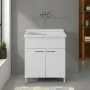 Mobile lavatoio 75x60cm bianco frassino con due ante e vasca in ceramica Revine - render 4