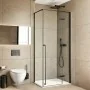 Box doccia angolare 90x70 porta fissa con battente cristallo trasparente profilo nero h200 Nylo