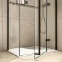Box doccia angolare 90x70 porta fissa con battente cristallo trasparente profilo nero h200 Nylo
