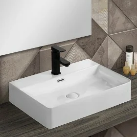 Lavabo da appoggio in ceramica rettangolare 60x42 cm bianco lucido Lavabo da appoggio in ceramica rettangolare 60x42 cm bianco lucido