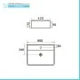 Scheda tecnica Lavabo da appoggio in ceramica rettangolare 60x42 cm bianco lucido
