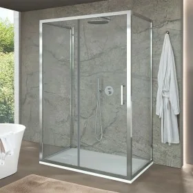 Box doccia 3 lati 90x160x90 cm con porta scorrevole in vetro trasparente Ted