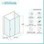 Box doccia 3 lati 90x160x90 cm con porta scorrevole in vetro trasparente Ted scheda tecnica