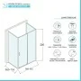 Scheda tecnica Box doccia 3 lati 70x150x70 cm con porta scorrevole in vetro serigrafato Ted