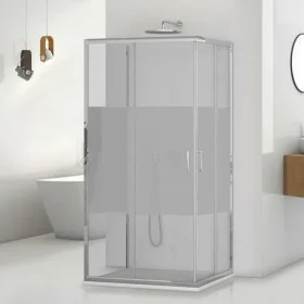 Box doccia 3 lati 80x120x80 in vetro temperato serigrafato doppio scorrevole con profili cromati Tay