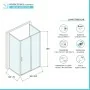 Scheda tecnica Box doccia 3 lati 70x100x70 in vetro temperato trasparente scorrevole con profili bianchi Tay