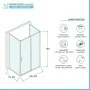 Scheda tecnica Box doccia 3 lati 80x100x80 in vetro temperato trasparente scorrevole con profili bianchi Tay