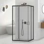 Box doccia 3 lati 80x80x80 in vetro temperato trasparente doppio scorrevole con profili neri Tay
