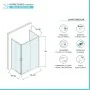 Box doccia 3 lati 80x80x80 in vetro temperato trasparente doppio scorrevole con profili neri Tay scheda tecnica