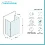 Box doccia 3 lati 70x120x70 in vetro temperato trasparente doppio scorrevole con profili neri Tay scheda tecnica