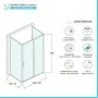 Scheda tecnica Box doccia 3 lati 70x140x70 in vetro temperato trasparente scorrevole con profili bianchi Tay