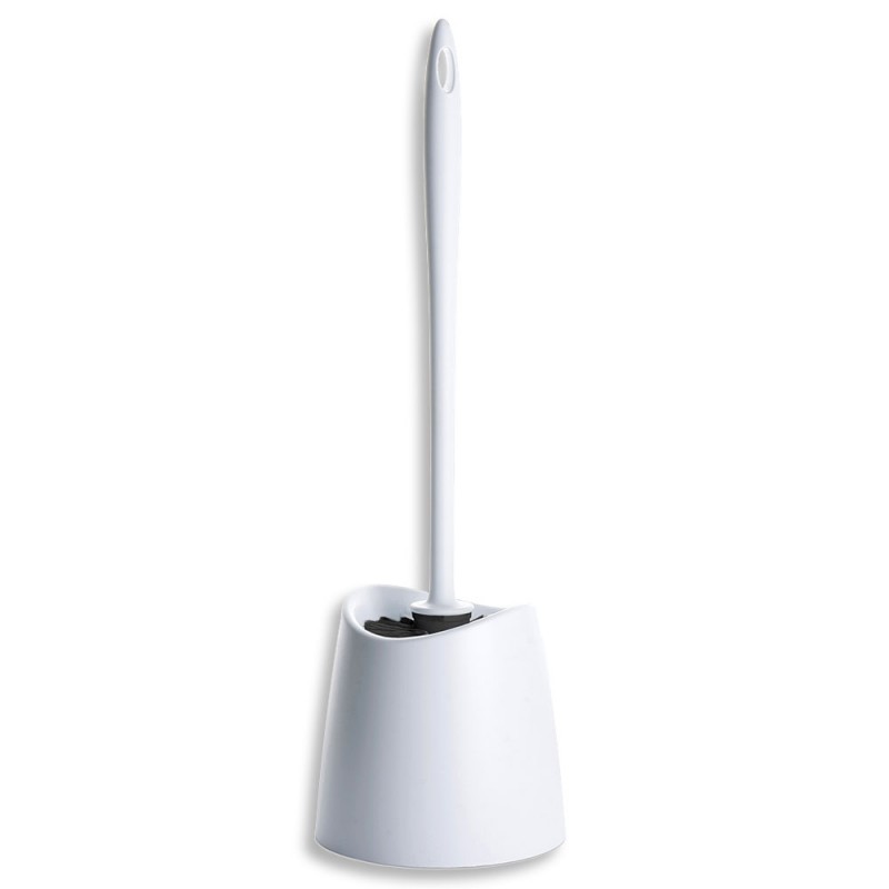 Portascopino in Plastica Bianco per WC Porta scopino moderno bianco in plastica per wc con scopino ergonomico
