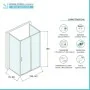 Scheda tecnica Box doccia 3 lati 80x140x80 in vetro temperato trasparente scorrevole con profili bianchi Tay