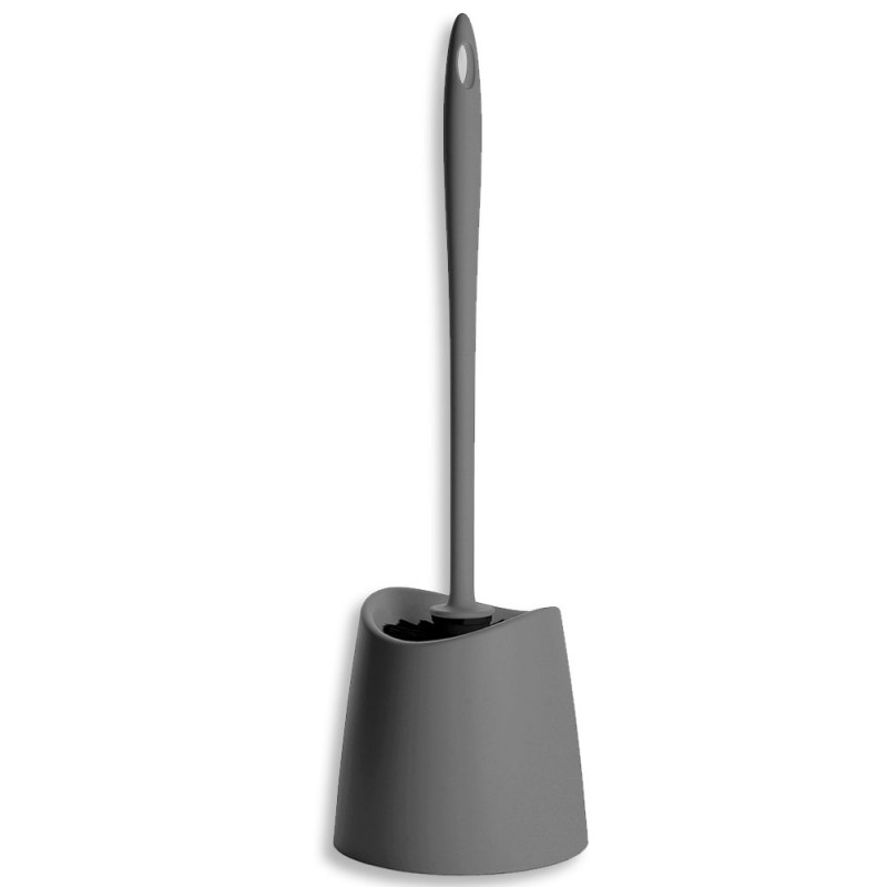 Portascopino WC in Plastica finitura Grigio Antracite Porta scopino moderno grigio antracite in plastica con scopino ergonomico