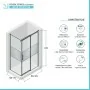 Scheda tecnica Box doccia angolare 70x120 in vetro temperato serigrafato scorrevole con profili cromo Tay