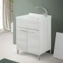 Mobile lavatoio 60x60 cm 2 ante rovere bianco con vasca in resina