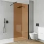 Box doccia walk-in 140cm in vetro temperato bronzo e profilo nero Klug