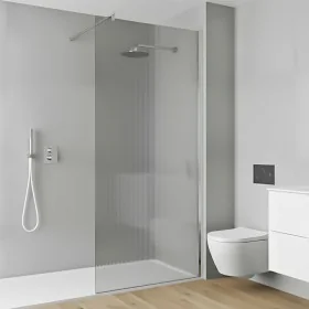 Box doccia walk-in 80cm in vetro temperato cannettato e profilo cromo Klug