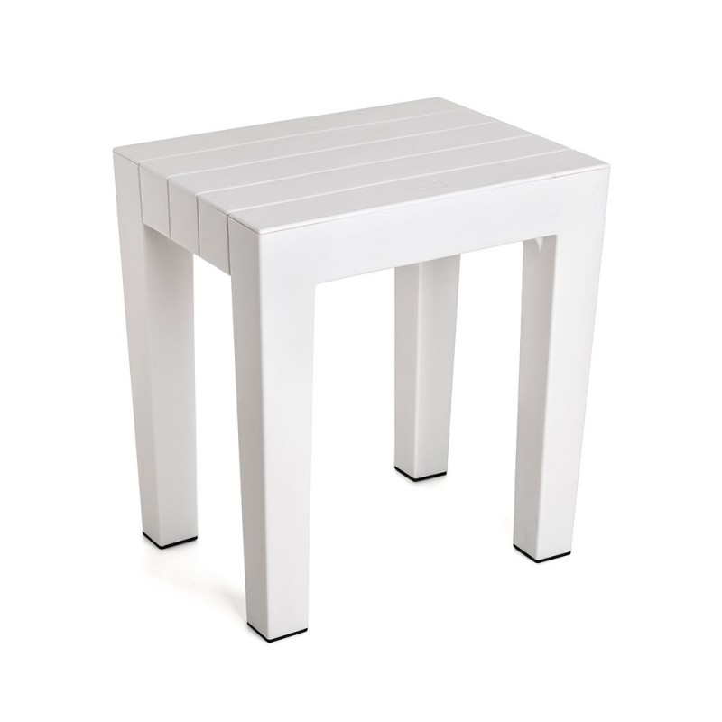 Sgabello Bianco effetto Legno Sgabello Bagno Moderno Bianco h. 41 effetto Legno
