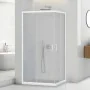 Box doccia angolare 70x90 in vetro temperato trasparente doppio scorrevole con profili bianchi Tay