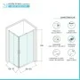 Scheda tecnica Box doccia angolare 70x90 in vetro temperato trasparente doppio scorrevole con profili bianchi Tay