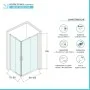 Scheda tecnica Box doccia angolare 80x100 in vetro temperato trasparente doppio scorrevole con profili bianchi Tay