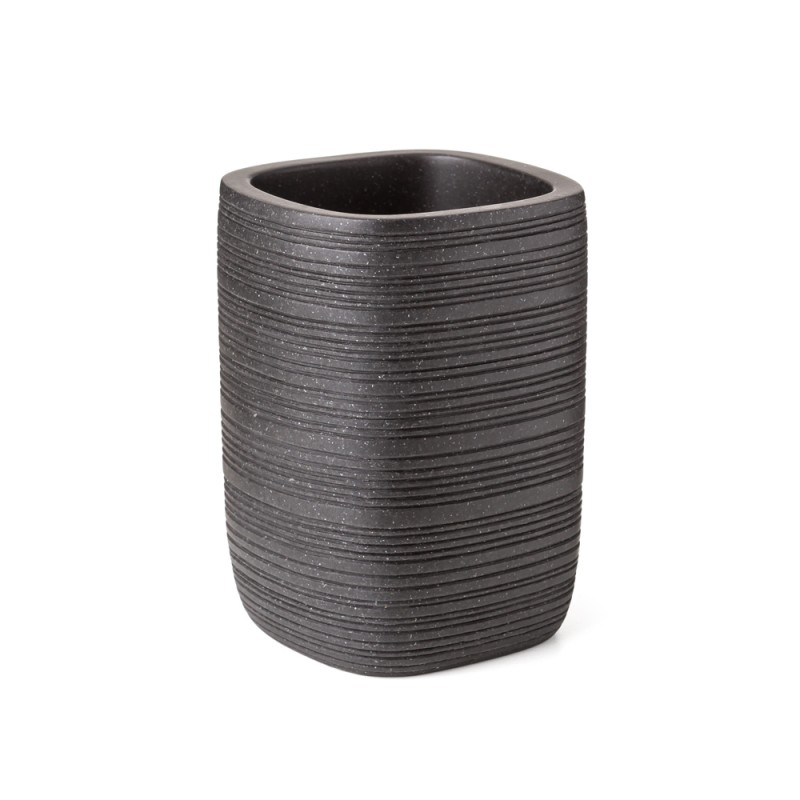Portaspazzolino a Bicchiere Nero Opaco d'Appoggio h.10 cm in Resina Portaspazzolino a Bicchiere Nero d'Appoggio h.10 cm in Resina