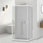 Box doccia 3 lati 80x120x80 in vetro temperato trasparente doppio scorrevole con profili bianchi Tay