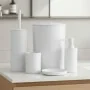 Set accessori bagno da appoggio 5 pezzi in plastica bianco Glim