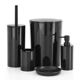 Set accessori bagno da appoggio 5 pezzi in plastica nero Glim