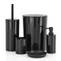 Set accessori bagno da appoggio 5 pezzi in plastica nero Glim