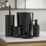 Set accessori bagno da appoggio 5 pezzi in plastica nero Glim