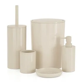 Set accessori bagno da appoggio 5 pezzi in plastica beige Glim