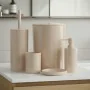 Set accessori bagno da appoggio 5 pezzi in plastica beige Glim