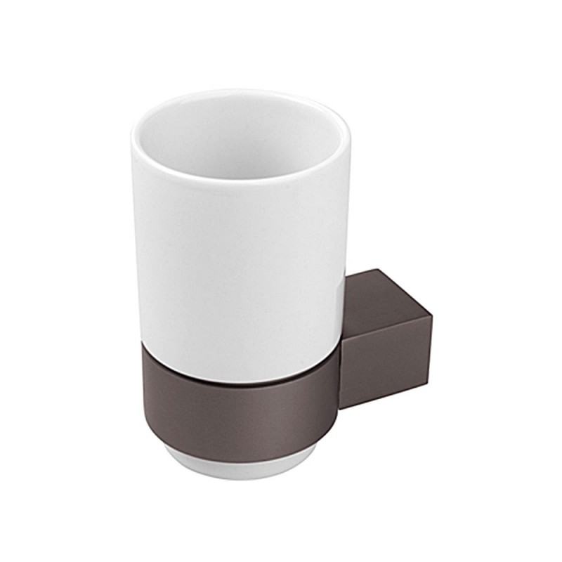 Portaspazzolino grigio opaco Bicchiere Portaspazzolini Grigio Opaco in Alluminio Anodizzato e Ceramica
