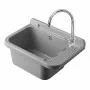 Lavatoio in resina 50x34 grigio con miscelatore a canna alta inox e scarico incluso