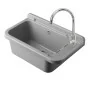 Lavatoio in resina 60x34 grigio con miscelatore a canna alta inox e scarico incluso