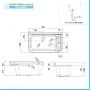 Lavatoio in resina 60x34 grigio con miscelatore a canna alta inox e scarico incluso