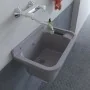 Lavatoio in resina 60x34 grigio con miscelatore a canna alta inox e scarico incluso