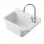 Lavatoio in resina 50x34 bianco con miscelatore a canna alta inox e scarico incluso