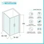 Box doccia angolare 80x100 con apertura saloon in vetro temperato trasparente con profili nero opaco Neos scheda tecnica