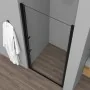 Porta doccia nicchia 90cm in vetro temperato trasparente battente con profilo nero opaco Neos